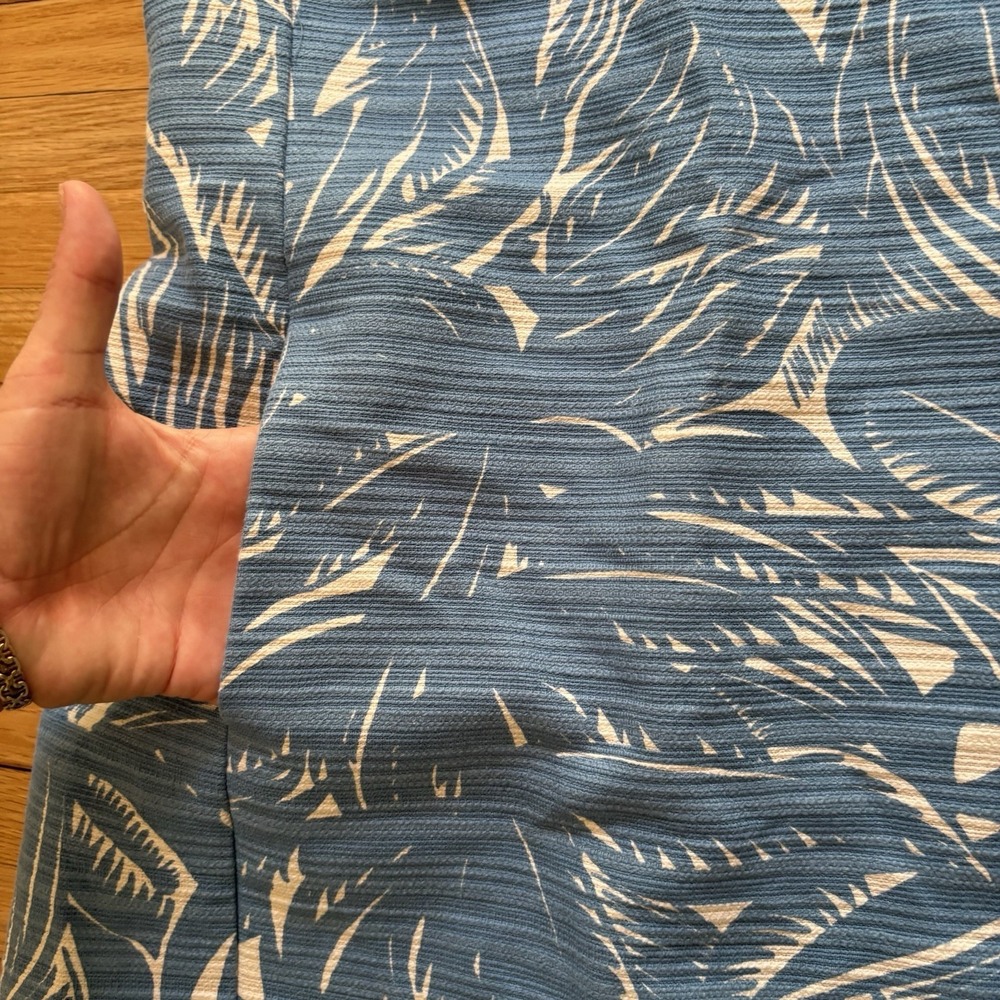 Tory Burch Tabora Shift Dress Blue White Tropical Palm Print 8 Linen Cotton Chic - Picture 6 of 12